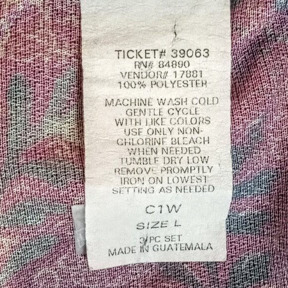 Haband Burgundy Red Floral Sheer Open Jacket - Picture 4 of 4